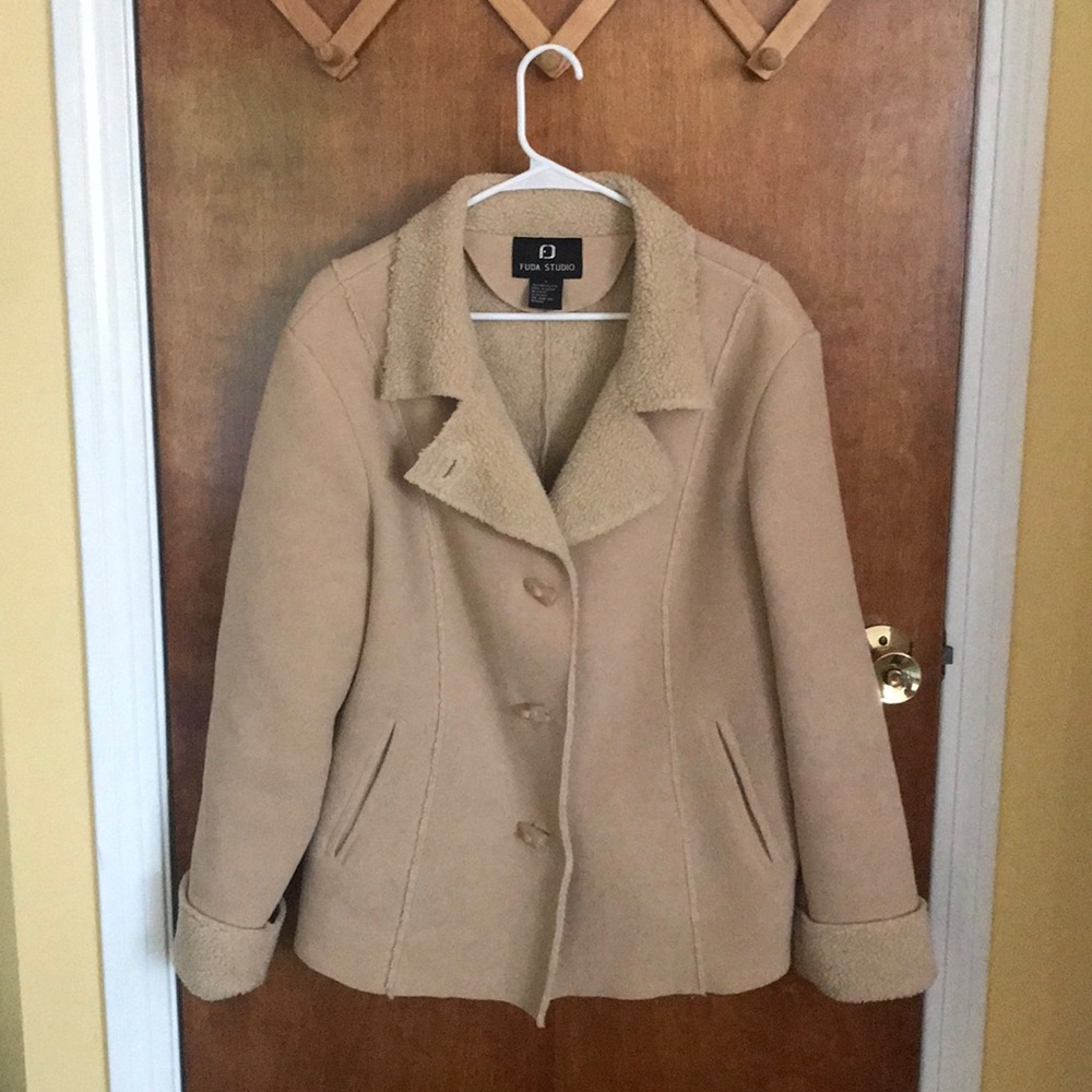 Faux suede Sherpa lined coat